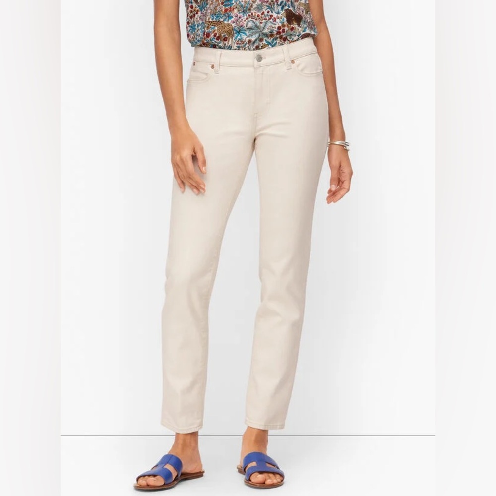 Talbots Slim Ankle Mid Rise Jeans in Natural Size 14 Modern Classic Neutral